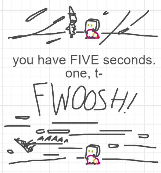 A panel from Chilly, episode two of the Board Boards object show by Furretwalk/WalkingFurret.